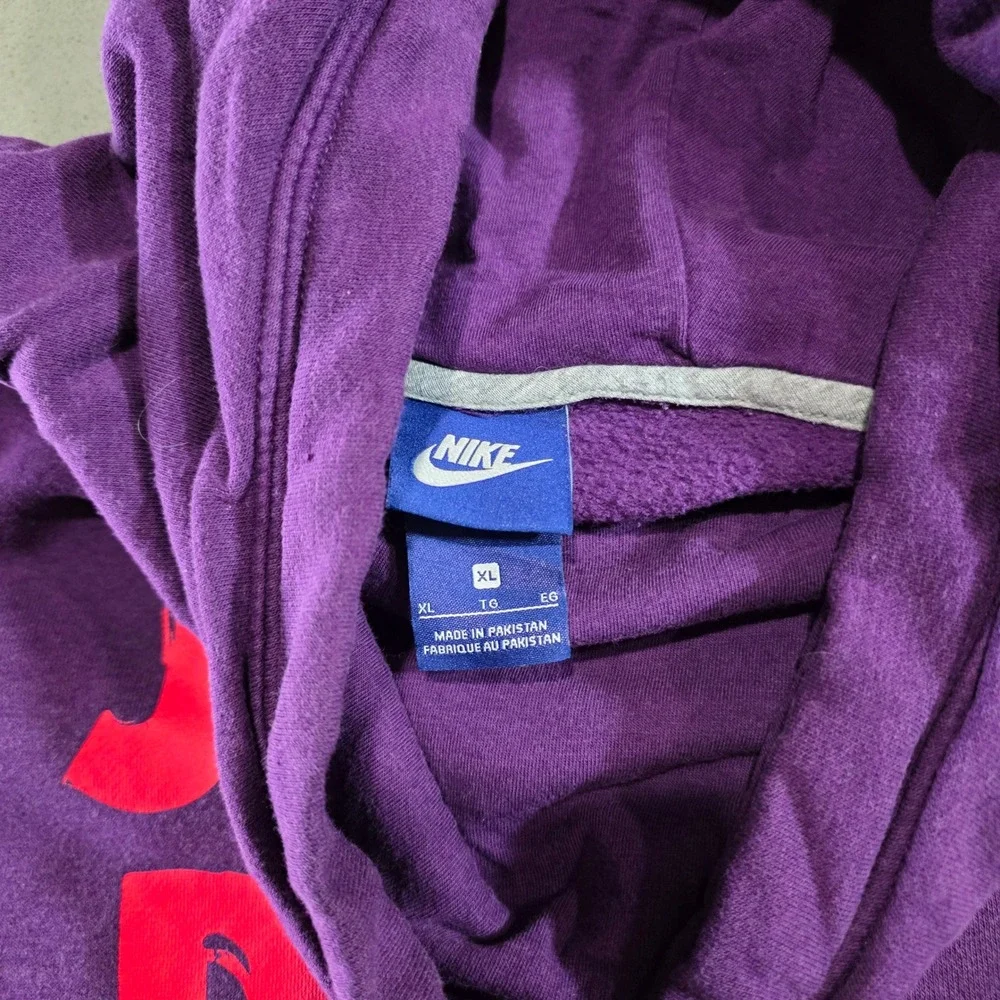 Nike Womens Just Do It Graphic Hoodie Purple Pink Funnel Neck Pullover XL
